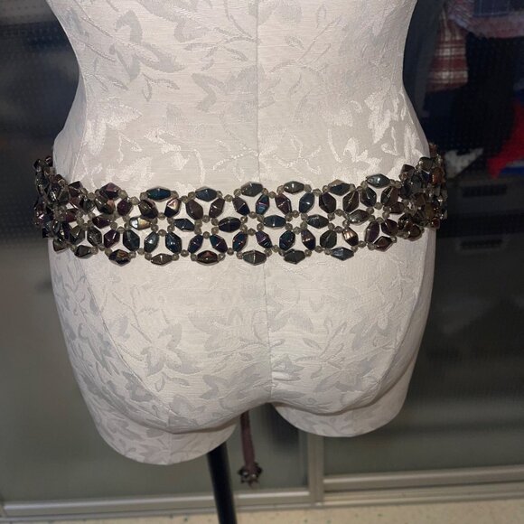 Womens Iridescent Multicolor Glass Beaded Decorative Bohemian Belt One Size - Picture 2 of 15